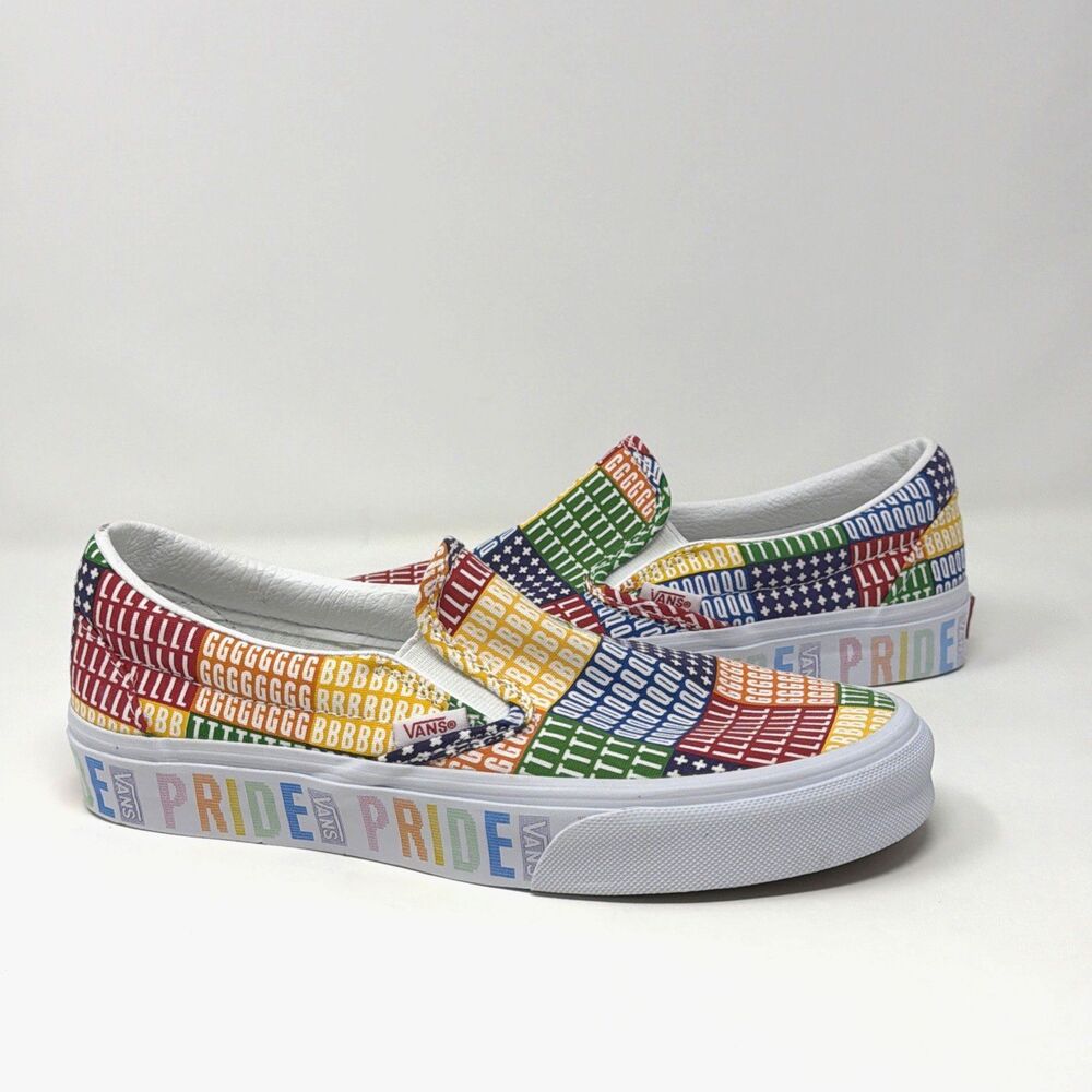 Vans Pride LGBTQ Rainbow Classic Slip-On Sneakers W7 M5.5 STORE MODEL